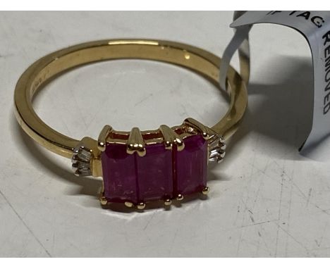A 18ct gold Burmese Ruby and White Diamond ring 3.43g size S