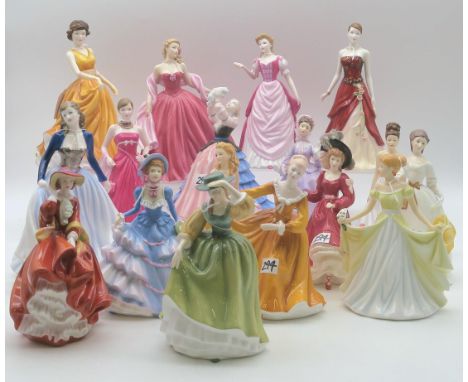 A collection of fifteen Royal Doulton figures and two Royal Worcester figures Condition Report:Available upon request