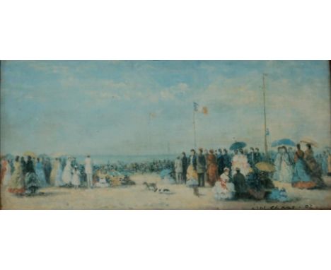 W.M.CHASE AFTER BOUDIN&nbsp;Trouville,print on canvas, 19 x 39cm Condition Report:Available upon request