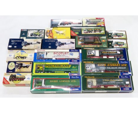 Assorted boxed Corgi collectors' model haulage vehicles, including many 1:50-scale curtain-side examples (Eddie Stobart, Harr