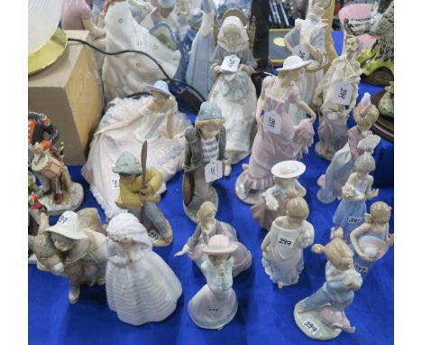 A collection of Lladro and Nao figures including&nbsp;Grace, no 1265,&nbsp;Embroiderer 4865 and others Condition Report:Avail