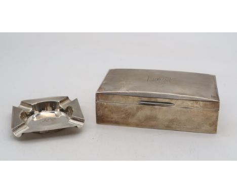 An Elizabeth II silver ash tray, by Emile Viner, Sheffield, in the Art Deco style, and a silver cigarette box, Birmingham mar