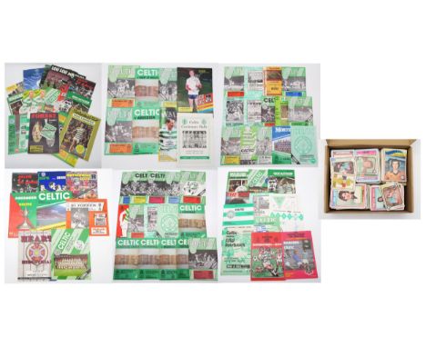 A collection of 1980s/90s-era Celtic football programmes, comprising a mix of European, League and Testimonial matches, appro