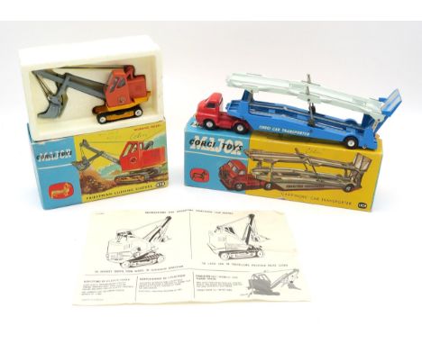 Boxed Corgi Major Toys: 1128 Priestman Luffing Shovel (retaining instruction leaflet) and 1101 "Carrimore" Car Transporter (2