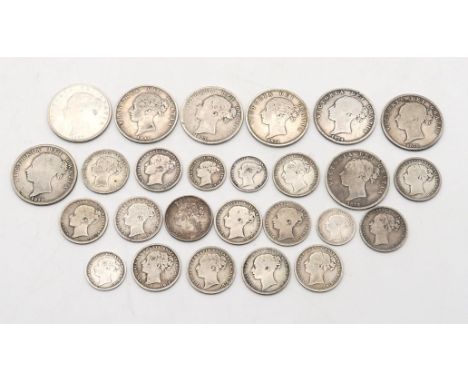 VICTORIA&nbsp;1846&nbsp;1/2 crown together with seven other young uncrowned portrait 1/2 crowns, 1 shilling and sixpence coin