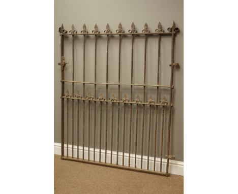 19th century spiked wrought metal garden gate, 108cm x 130cm