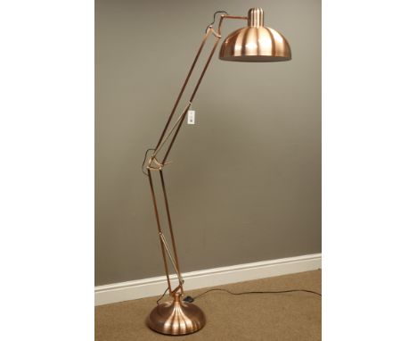 'Cox and Cox' copper angle-poise style floor standard lamp
