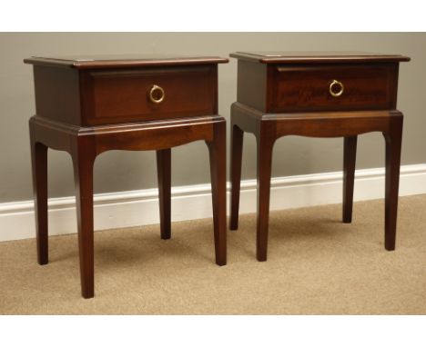 Pair Stag Minstrel mahogany bedside lamp tables, W45cm, H57cm, D32cm