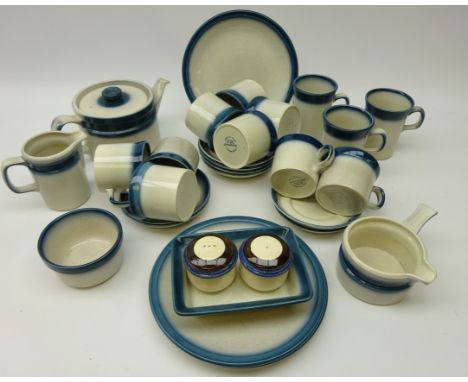 Wedgwood 'Blue Pacific' stoneware part tea service & matched salt & pepper in one box