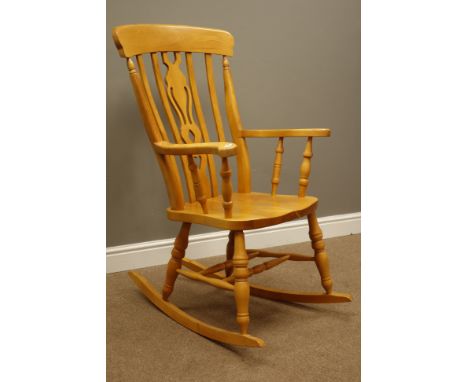Polished light wood farmhouse rocking chair