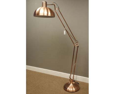 'Cox and Cox' copper angle-poise style floor standard lamp