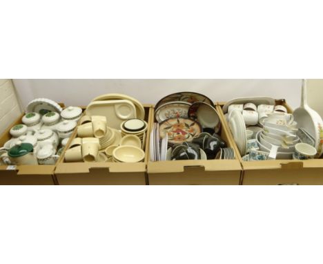 Noritake Melamine ware plastic tea and dinnerware, other similar teaware, Taunton Vale tea and storage ware, Royal Doulton 'E