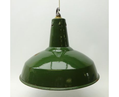 Green enamel Benjamin style light shade, D46cm 
