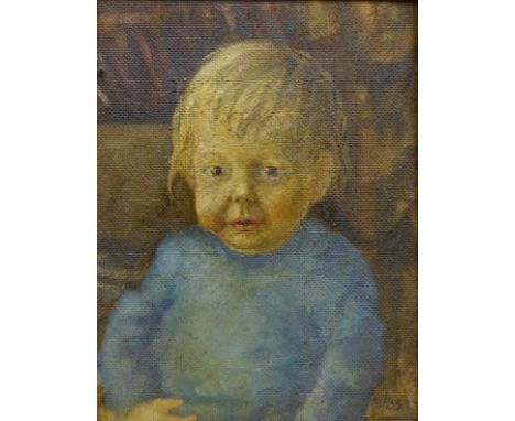 Portrait of a Boy, 20th century oil on canvas board signed and dated 1956 by Harry Ibbetson verso 33cm x 25cm