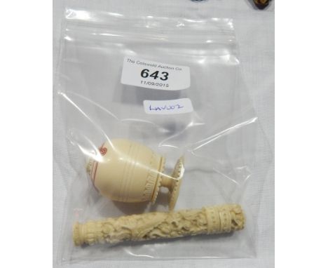 Ivory bobbin and needle case 