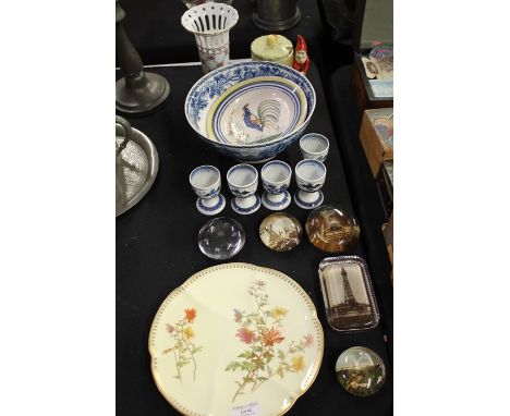 Booths 'British Scenery' blue and white transfer printed bowl, together with a Crown Devon preserve pot and cover, five vario