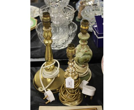 Two brass reading lamps, onyx reading lamp (3)