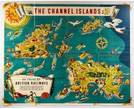 Original vintage travel advertising poster for The Channel Islands - Go there by British Railways published by the Southern R