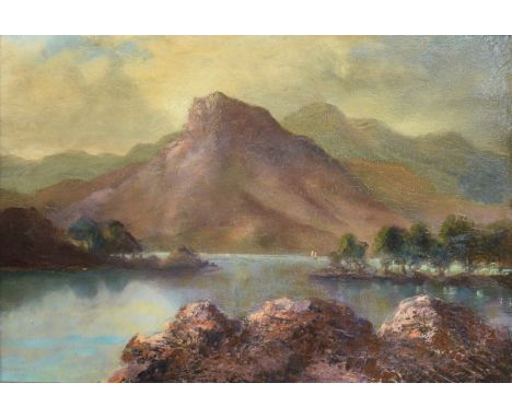 C. Milne (Scottish, 19th century), Loch Ericht, Scotland, oil on panel, signed, titled and inscribed on reverse "Loch Ericht 