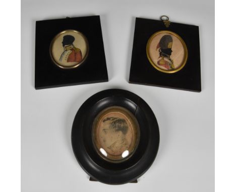 Two 19th century silhouettes of military officers, oval, watercolour on wove paper, the larger 3 1/8 x 2½in. (7.9 x 6.3cm.), 