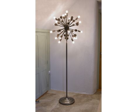 A Timothy Oulton Atom design Floor Lamp, the twenty arm light in gun metal painted and anodised finish, on a plain column to 