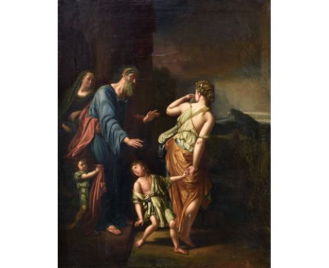 After Adrien van der Werff (Dutch, 1659-1722), The banishment of Hagar and Ishmael, oil on canvas, relined, in a 19th century