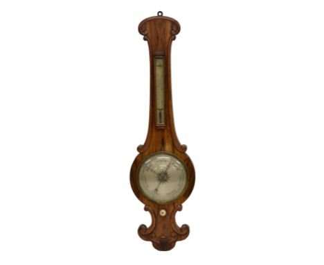 A William IV rosewood wheel barometer,  