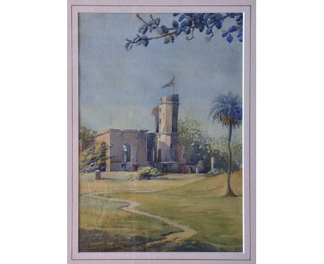 Mrs. K. Palmer (British, early 20th century), 'The Residency', Lucknow, India, watercolour, signed with initials lower right,