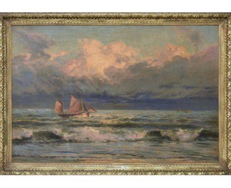 Henry Moore, R.A., R.W.S. (British, 1831-1895), "Calming down", oil on canvas, signed and dated 1879 lower right, further sig