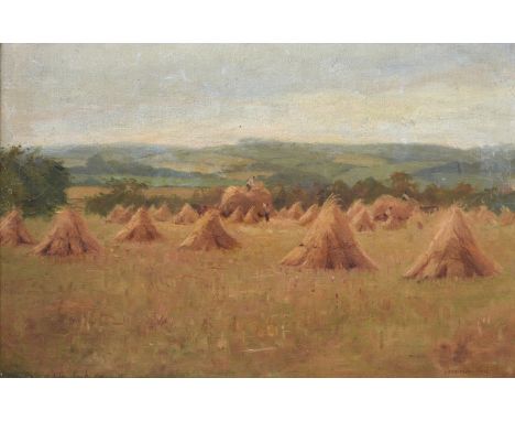 John Thomas Richardson (British, 1860-1942), Harvest field at Godden Bank, Falmouth, oil on canvas, laid onto board, signed a