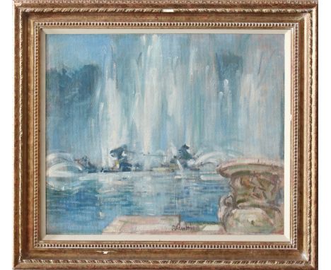 Edmund Blampied R.E. (Jersey, 1886-1966), "Versailles", oil on canvas board, signed lower centre, signed and titled verso,beh