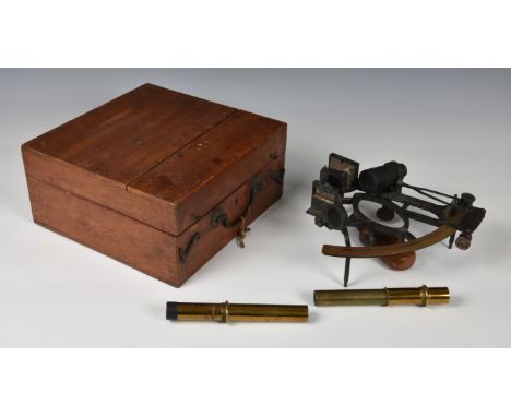 A mahogany cased sextant by Heath &amp; Co. Ltd. of Eltham, London, made for J. Motion &amp; Co., Singapore, early 20th centu