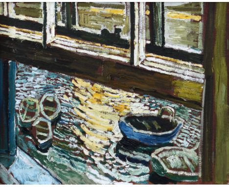 John Randall Bratby RA (British, 1928-1992), “Boats and Belt of Broken Sunshine”, oil on canvas, signed and dated “Bratby ‘63