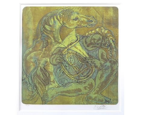 Late 20th century School, Apollo, limited edition coloured print, signed with signature and sketch of a dove, numbered 55/150
