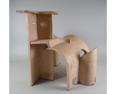 DAVID TINKER ceramic - architectural model with title inscribed 'Picasso's Farm', signed, 33cms high
