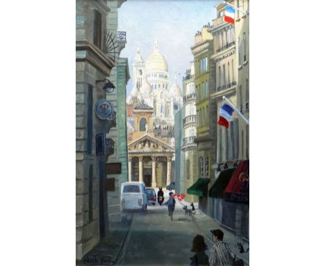NICK HOLLY oil on canvas - Basilica du Sacre-Coeur, Montmartre entitled verso 'Late Afternoon Light, Paris', signed & dated v