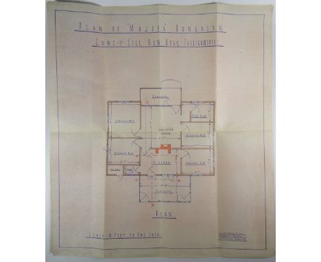 OF DYLAN THOMAS INTEREST - A PLAN OF MAJODA BUNGALOW WITH POLICEMAN'S NOTES relating to an infamous incident in New Quay, Cer