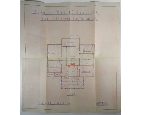 OF DYLAN THOMAS INTEREST - A PLAN OF MAJODA BUNGALOW WITH POLICEMAN'S NOTES relating to an infamous incident in New Quay, Cer