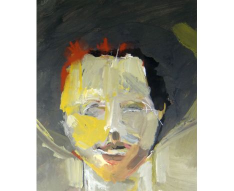 JOHN UZZELL EDWARDS gouache - head & shoulders portrait entitled 'Head', 24 x 20cms