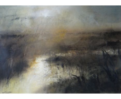 WILLIAM SELWYN watercolour - marshland scene at sunset, entitled 'Morning Light, Foryd Bay', 53 x 72.5cms