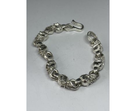 A MARKED  SILVER HARLEY DAVIDSON SKULL BRACELET 