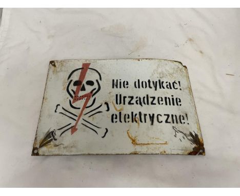 AN ENAMEL POLISH POWER STATION WARNING SIGN 30CM X 20CM 