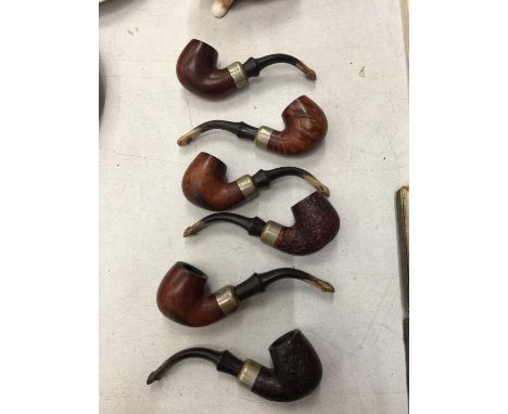 SIX PETERSON BRIAR PIPES STAMPED K &amp; P PETERSON 