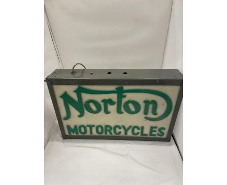 A NORTON MOTORCYCLES ILLUMINATED LIGHT BOX SIGN 51CM X 33CM 