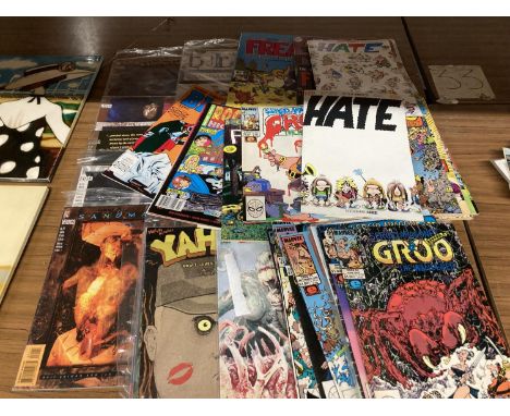 A LARGE QUANTITY OF VINTAGE AMERICAN ADULT COMICS TO INCLUDE MARVEL SERGIO ARAGONE'S 'GROO THE WANDERER', PETER BAGGE'S 'HATE