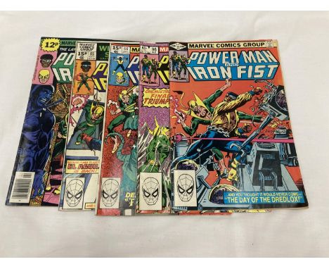 FIVE VINTAGE MARVEL POWERMAN AND IRON FISH COMICS FROM THE 1970'S 