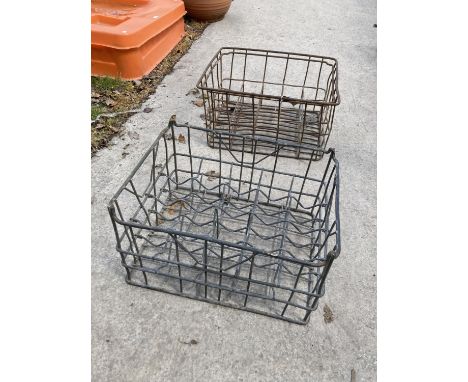 TWO VINTAGE GALVANISED TWENTY BOTTLE CRATES 
