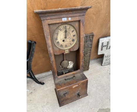 A VINTAGE 'THE GLEDHILL-BROOK TIME RECORDERS LTD' CLOCKING IN CLOCK 