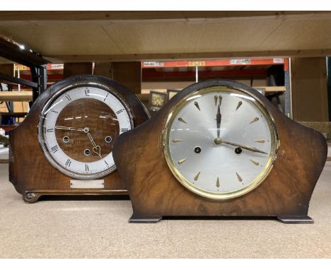 TWO VINTAGE MAHOGANY CASED MANTLE CLOCKS 