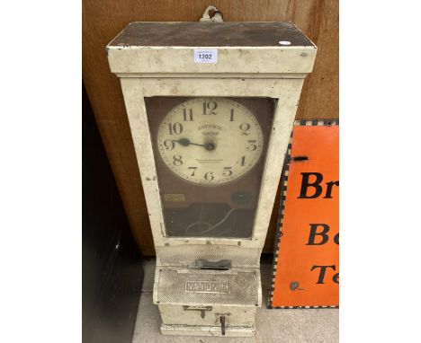 A VINTAGE 'NATIONAL' TIME RECORDING CLOCKING IN MACHINE 